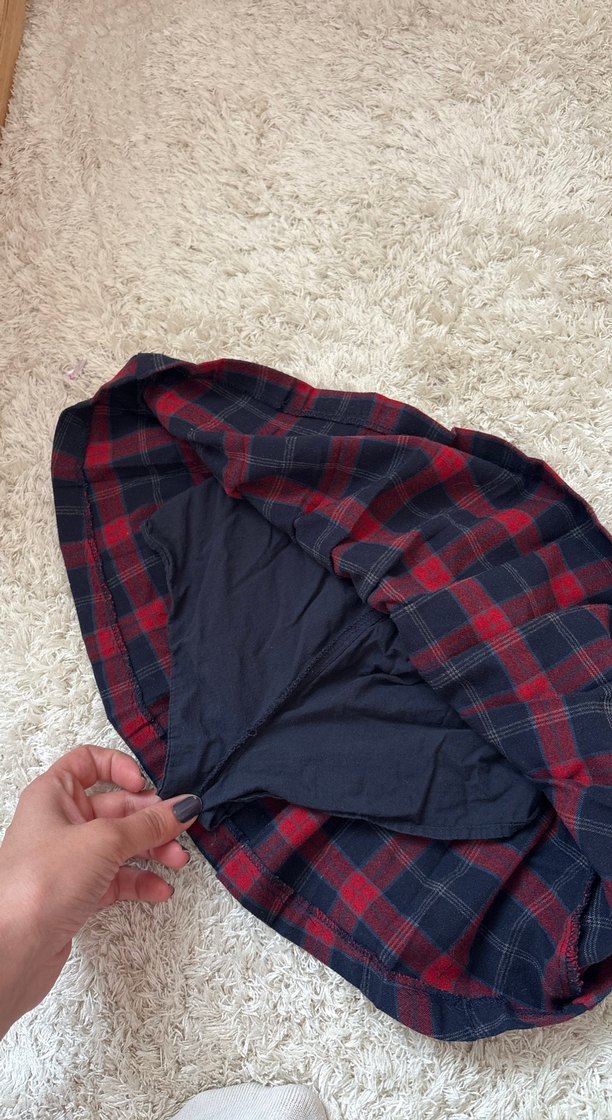 Bordo Ekose Pilili Midi Etek - Görsel 3