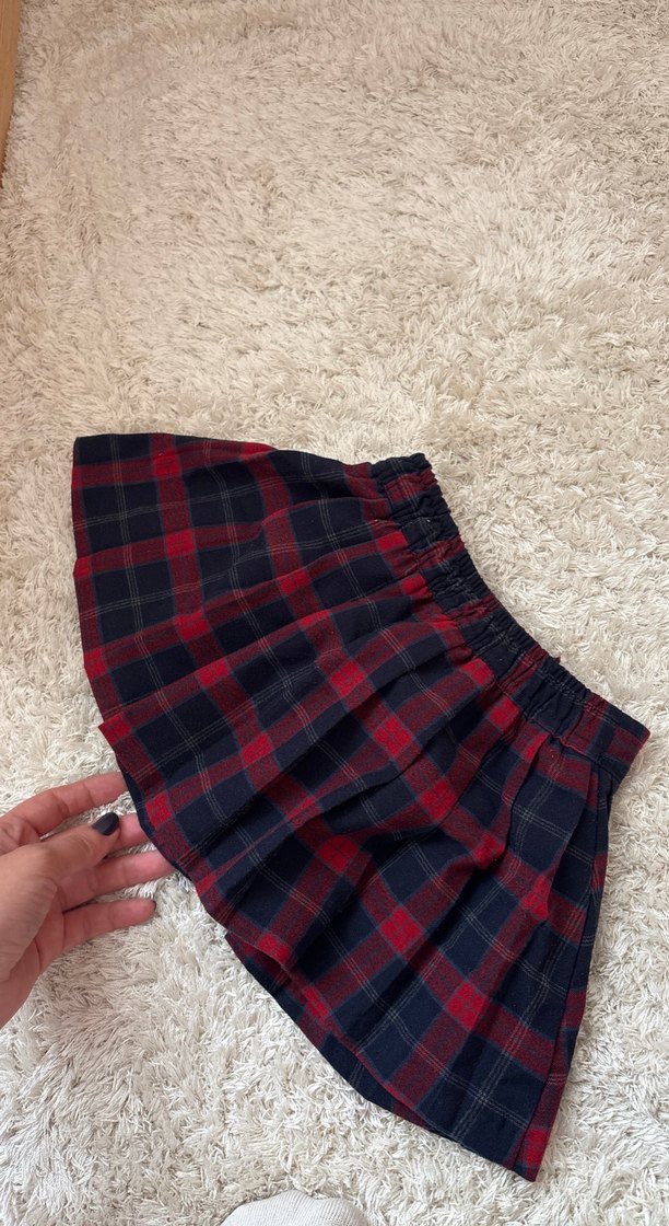 Bordo Ekose Pilili Midi Etek - Görsel 2