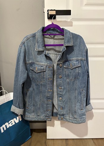 Piliseli Mavi Kadın Denim Ceket - Görsel 2