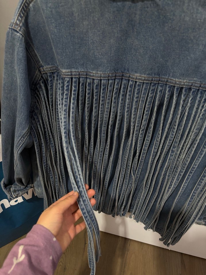 Piliseli Mavi Kadın Denim Ceket - Görsel 4