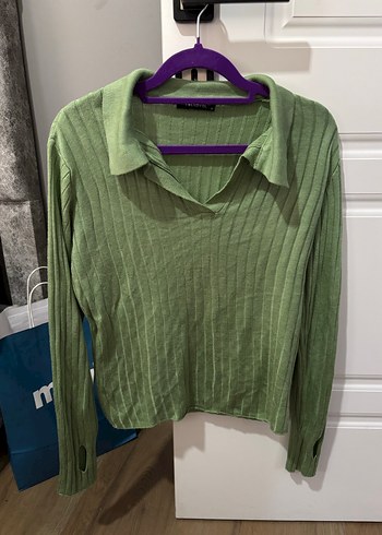 Bej Yüksek Yakalı, Uzun Kollu Triko Kadın Kazak - Görsel 3