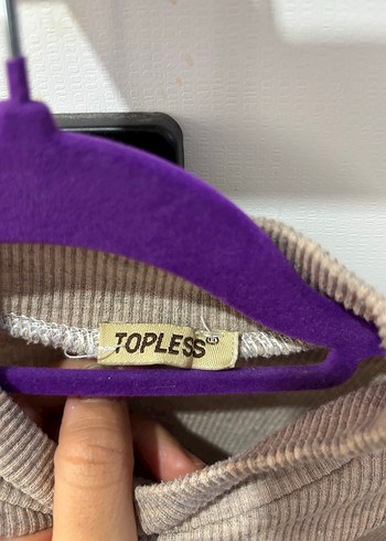 Bej Yüksek Yakalı, Uzun Kollu Triko Kadın Kazak - Görsel 2