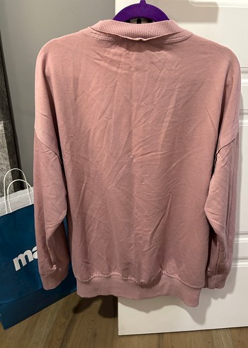 Pembe Oversize Pamuk Sweatshirt - Görsel 4