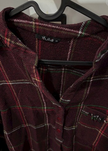 Bordo Ekose Desenli Kadın Gömlek - Görsel 2