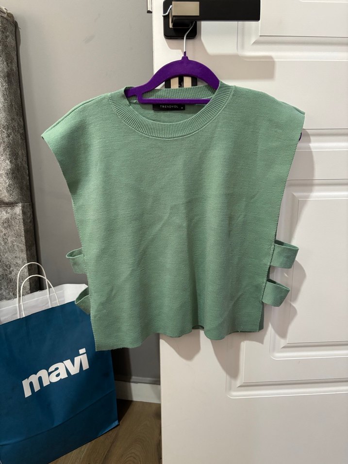 Kadın Yeşil Triko Süveter - Görsel 4