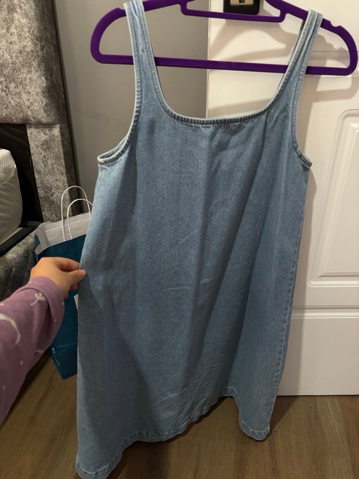 Kot Kumaş Midi Hamile Elbisesi - Görsel 3