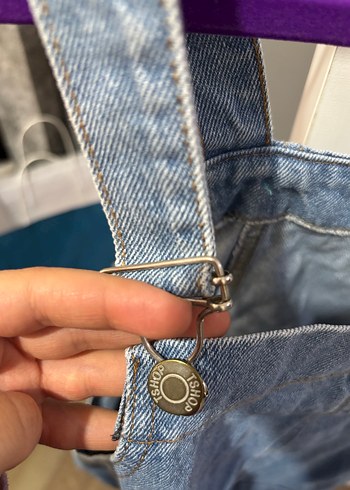 Mavi Kot Askılı Kısa Tulum - Görsel 3