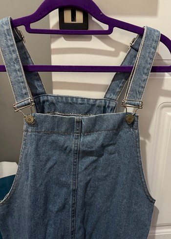 Mavi Kot Askılı Kısa Tulum - Görsel 2