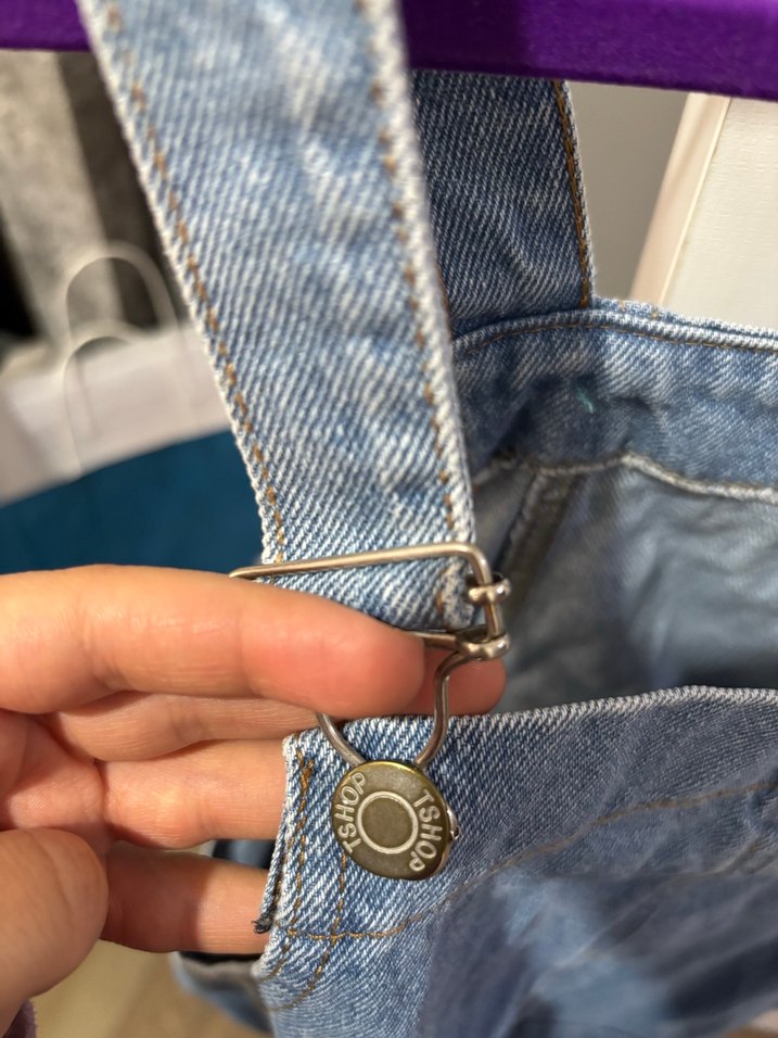 Mavi Kot Askılı Kısa Tulum - Görsel 3