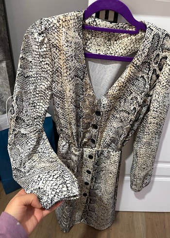 Yılan Desenli Uzun Hamile Kabanı - Görsel 2