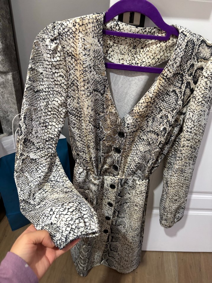 Yılan Desenli Uzun Hamile Kabanı - Görsel 2