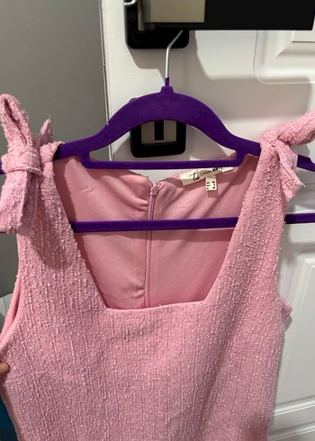 Pembe Midi Örgü Kolsuz Kadın Elbise - Görsel 2