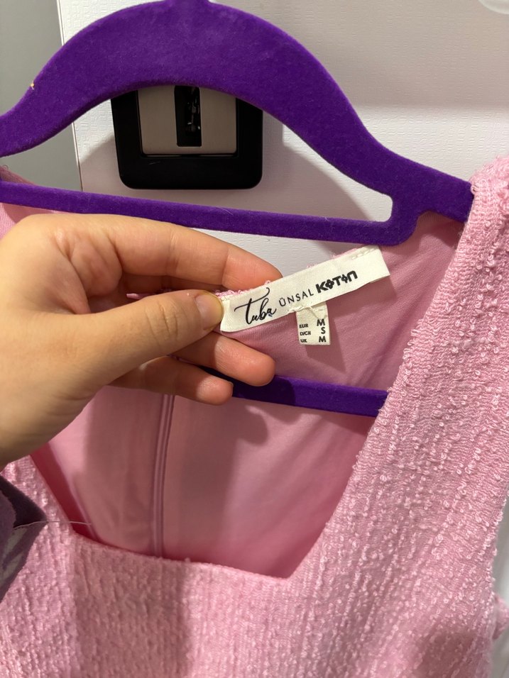 Pembe Midi Örgü Kolsuz Kadın Elbise - Görsel 3