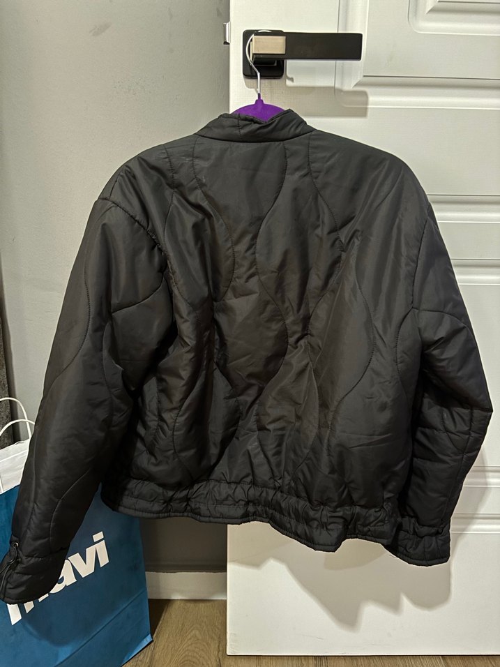 Siyah Fermuarlı Kadın Midi Ceket - Görsel 4