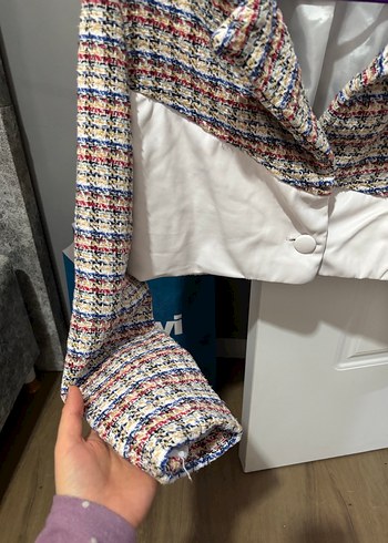 Düğmeli Çok Renkli Mini Kadın Blazer - Görsel 2