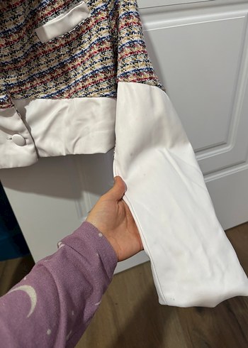 Düğmeli Çok Renkli Mini Kadın Blazer - Görsel 3