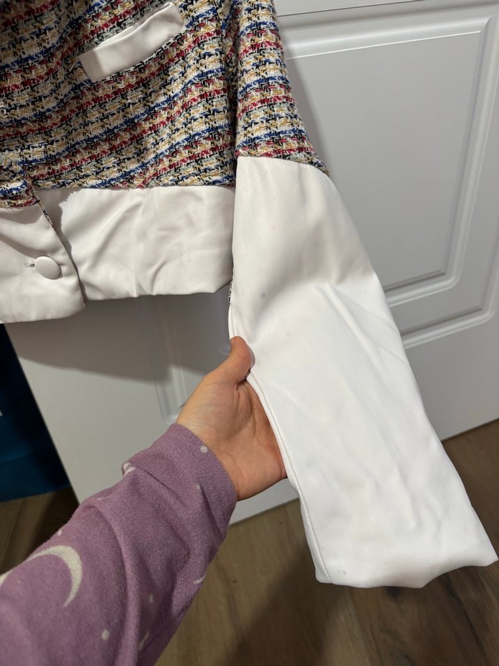 Düğmeli Çok Renkli Mini Kadın Blazer - Görsel 3