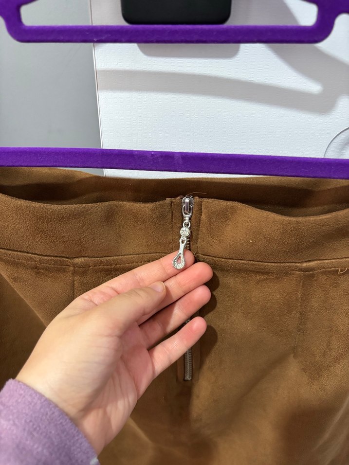 Kahverengi Süet Mini Etek - Görsel 3