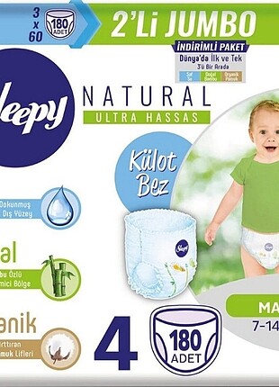 Sleepy natural 4 Numara 180 adet