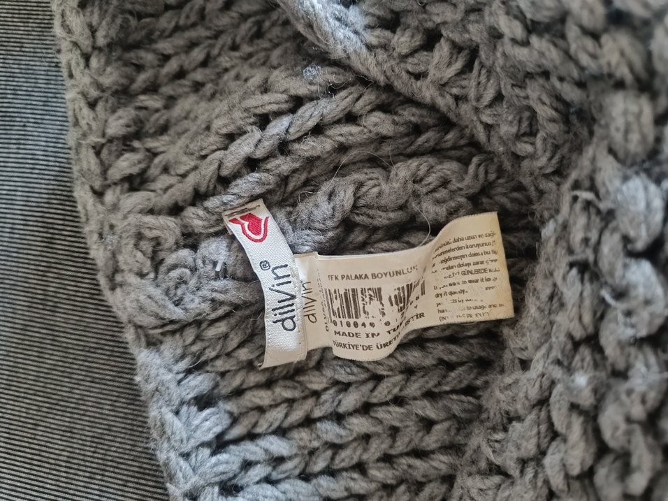 Bohem Gri Örgü Kadın atkı, boyunluk ve bere - Görsel 3