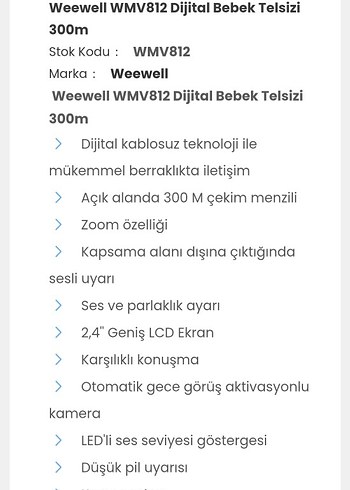 Beyaz Bebek Monitörü ve Kamera - Görsel 7