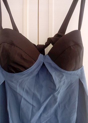 Zara Lacivert Straplez Denim Uzun Elbise marka temsili