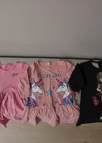 Kız Çocuk Pembe Uzun Kollu Fırfırlı Elbise - Görsel 2