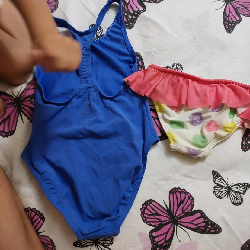 Mavi Kız Çocuk Mayo ve Pembe Bikini Altı - Görsel 2