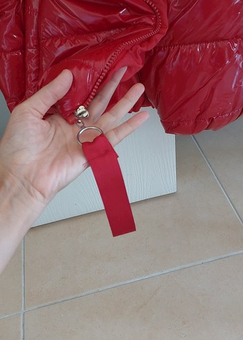 Parlak kirmizi Kadın Kışlık Fermuarlı Mont - Görsel 4