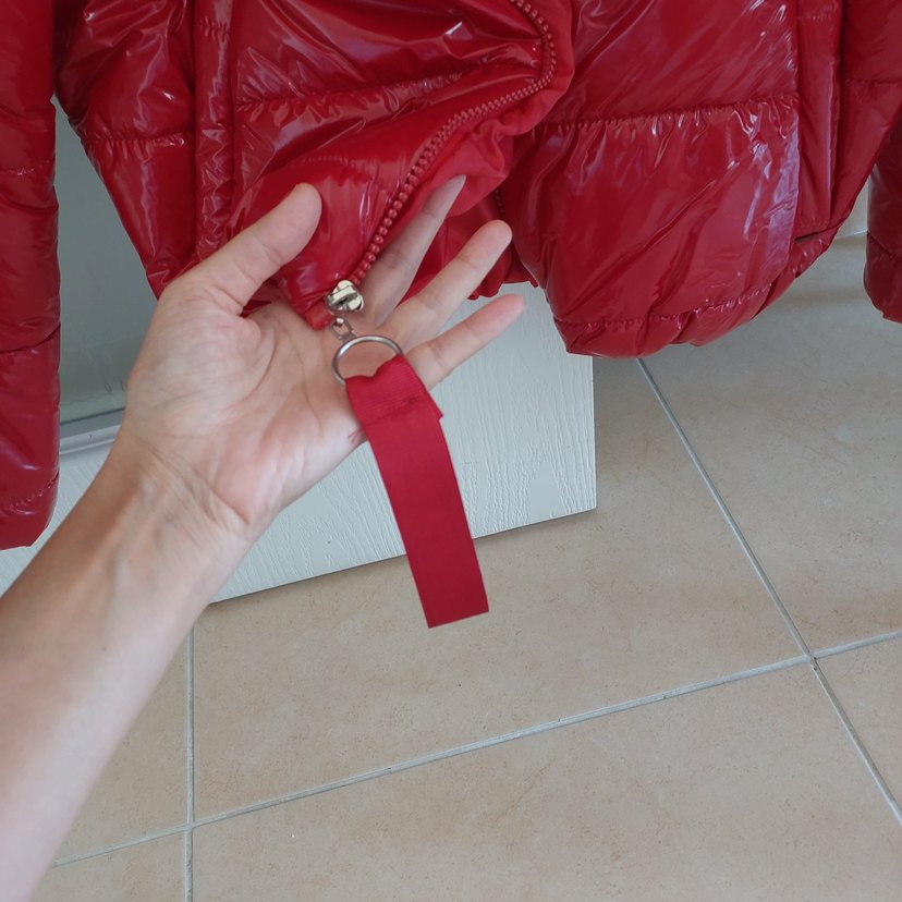 Parlak kirmizi Kadın Kışlık Fermuarlı Mont - Görsel 4