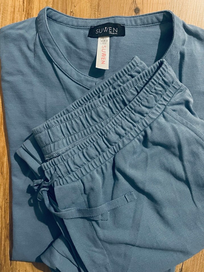 Suwen Marka Mavi Kısa Kollu Erkek Pijama Takımı - Görsel 3