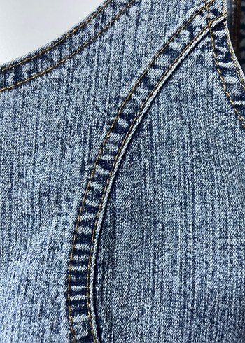 Kadın Askılı Kot Elbise - Görsel 4