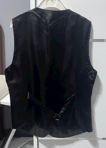 Düğmeli Koyu Gri Kadın Yelek - Görsel 2