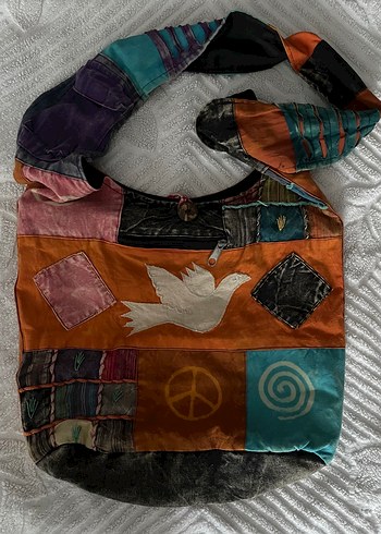 Renkli Bohem Kadın Kumaş Çapraz Çanta - Görsel 3