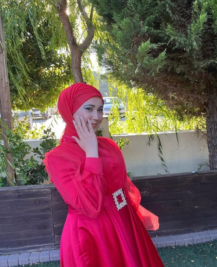 Kırmızı Uzun Kol Drapeli Abiye Elbise - Görsel 2