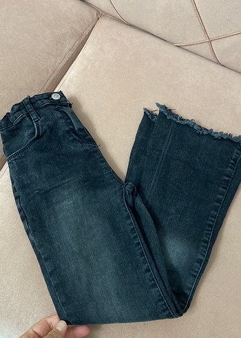 LC Waikiki Siyah Bol Kesim Kız Kot Pantolon