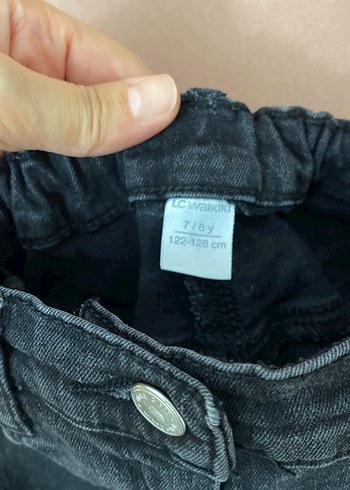 7 Yaş Beden Siyah Bol Kesim Kız Kot Pantolon