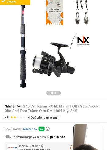 Nilüfer Av 240 cm Kamış ve 40'lık Makina Olta Seti