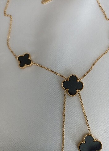  Beden altın Renk Çelik Van Cleef Sallantılı Kolye 