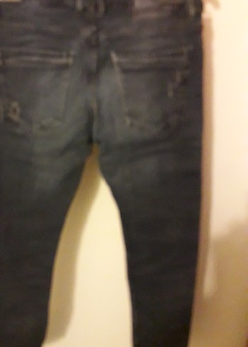 30 Beden gri Renk Kemer Detaylı Kadın Denim Jean