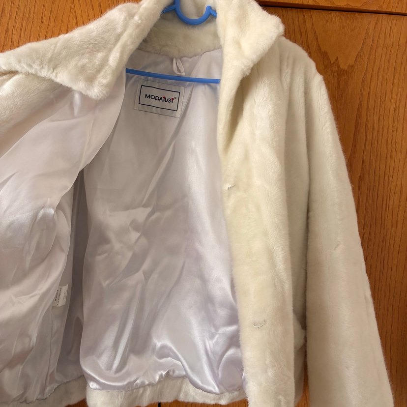 Kadın Beyaz Suni Kürk Midi Ceket - Görsel 5