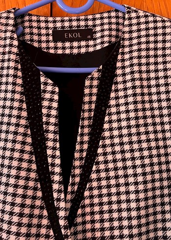 Düğmeli Kareli Kadın Blazer Ceket - Görsel 3