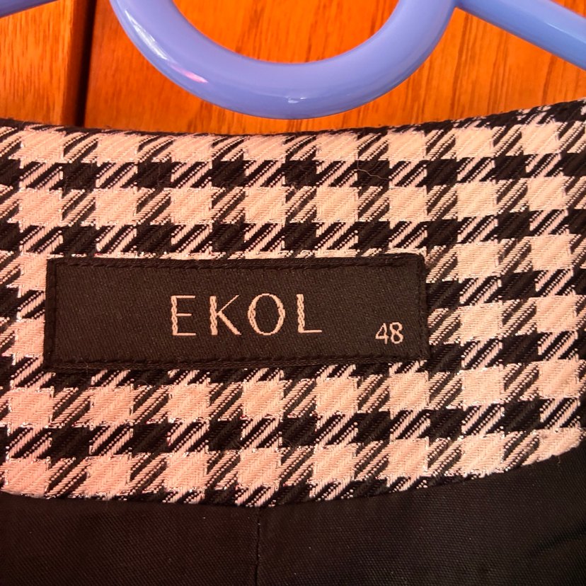 Düğmeli Kareli Kadın Blazer Ceket - Görsel 4