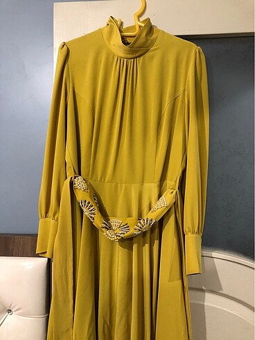44 Beden altın Renk Hardal sarı elbise