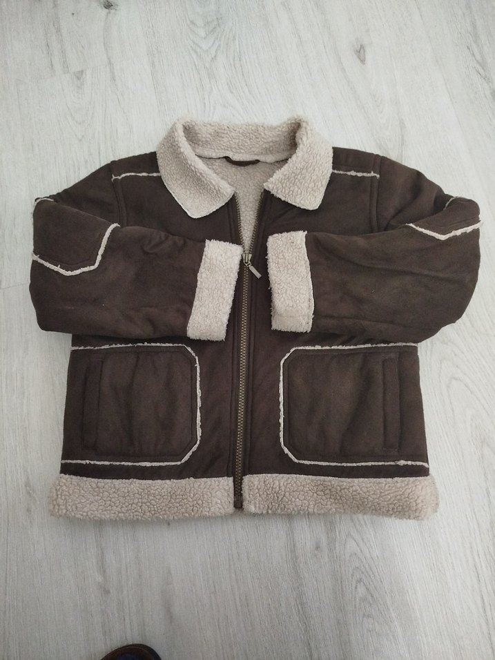 Mothercare - Kahverengi Süet Fermuarlı çocuk Ceket - Görsel 5