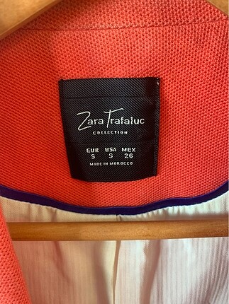 Zara Zara s beden kavuniçi blazer ceket coton kumaş