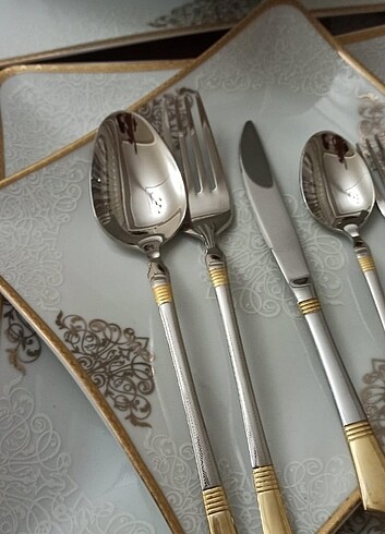 6 kişilik yemek takımı  6 kişilik çatal kaşık takımı  - Görsel 12