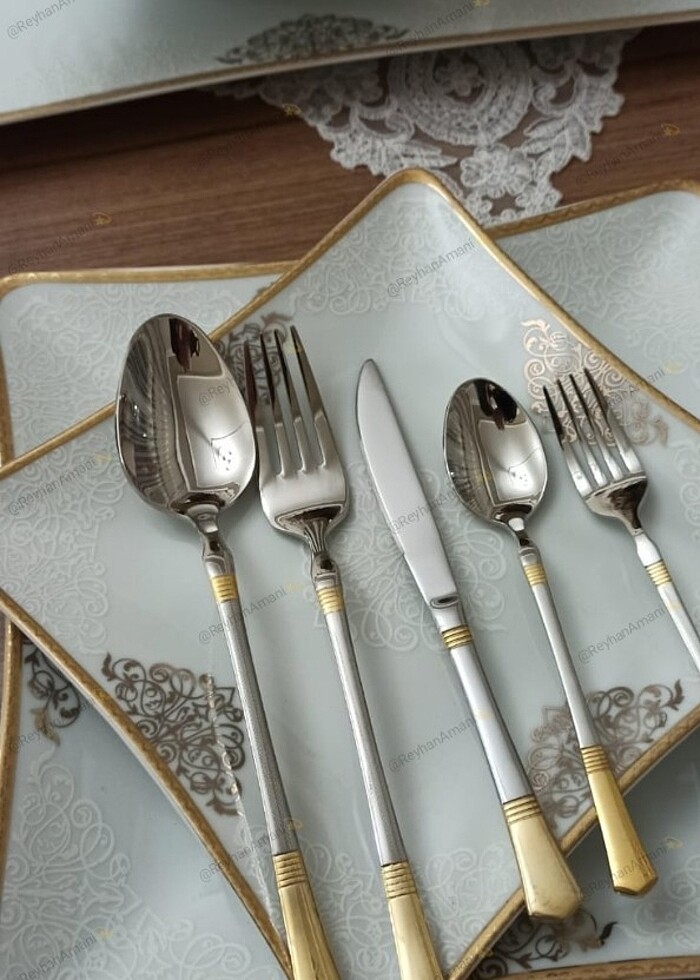 6 kişilik yemek takımı  6 kişilik çatal kaşık takımı  - Görsel 5