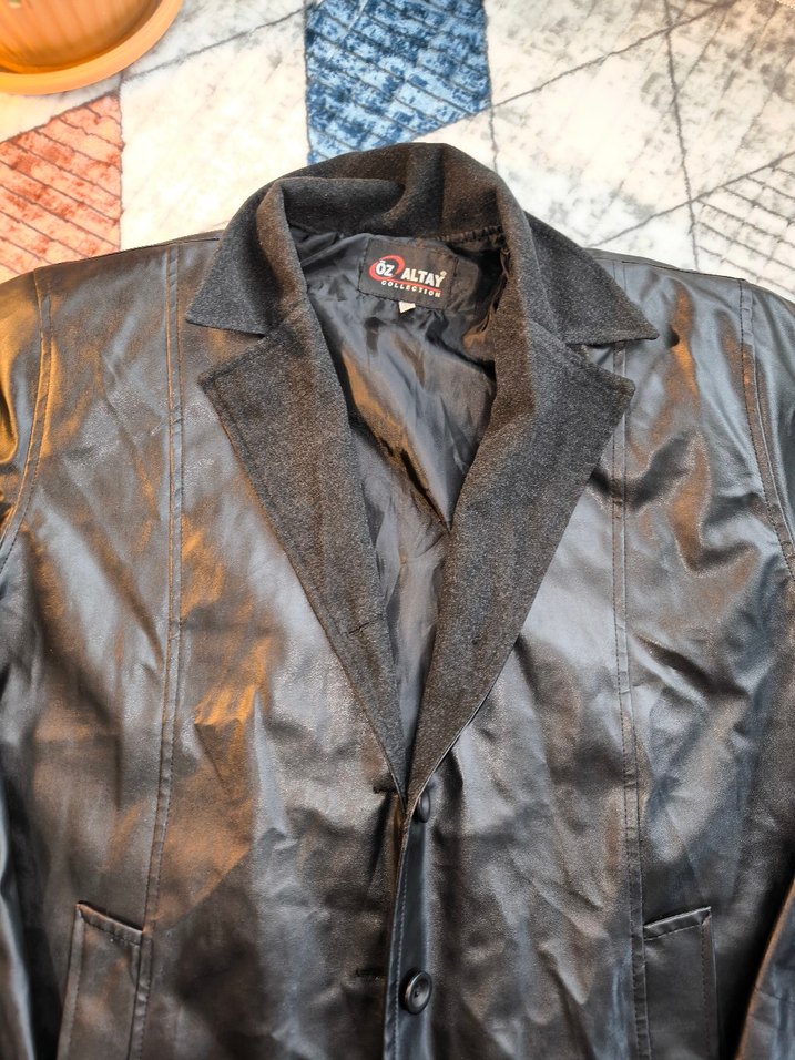 ÖZ ALTAY MARKA UZUN DERİ CEKET - Görsel 2