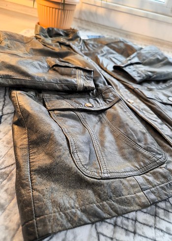 Canda Marka Eskitme Model Hakiki Deri Ceket - Görsel 3